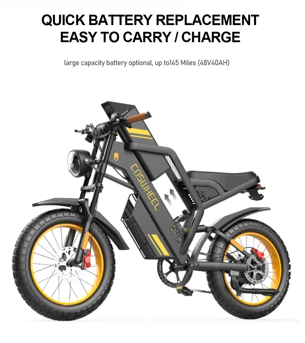 Dual Motor Dual Battery Mountain Fat Tire Ebike